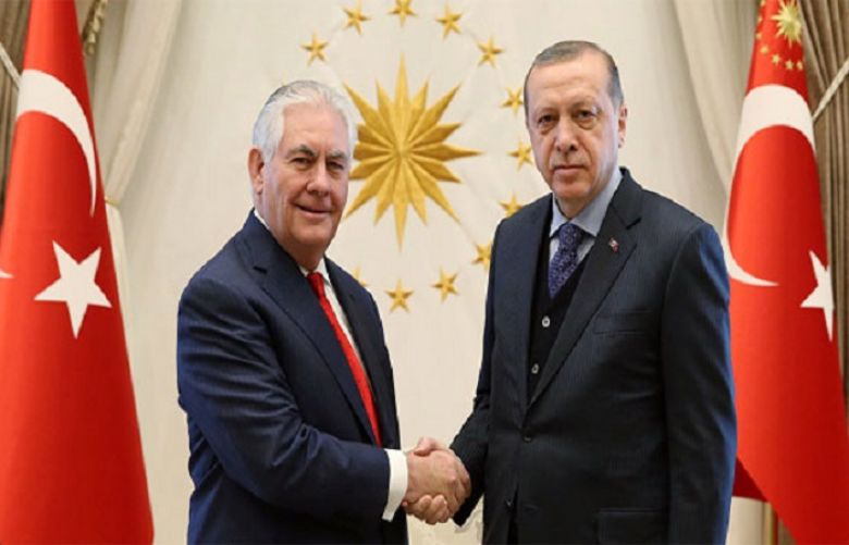 US Secretary of State Rex Tillerson with Turkish President Recep Tayyip Erdogan