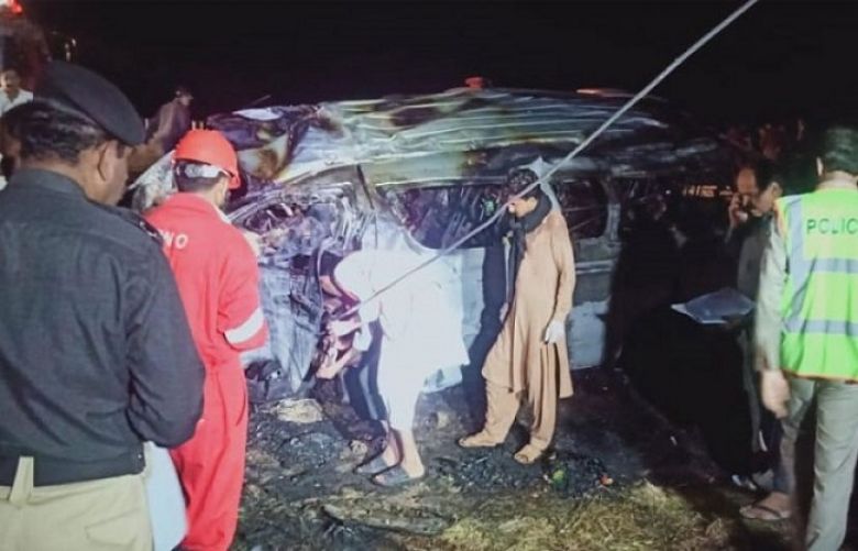 passenger van accident near the Super Highway on the outskirts of Karachi