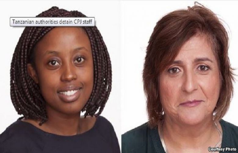 Tanzanian authorities on Thursday released Muthoki Mumo, left, and Angela Quintal, both of the Committee to Protect Journalists, after detaining them for a day. They&#039;re pictured in a screen grab from CPJ&#039;s website.
