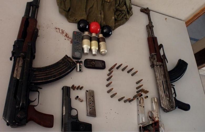 Police display weapons recovered from the suspected militants.