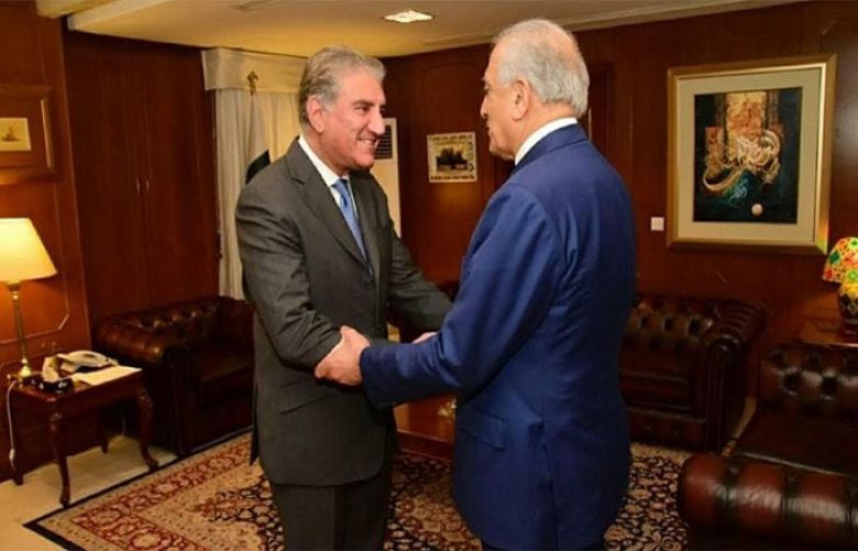 Foreign Minister Shah Mahmood Qureshi and US special envoy on Afghanistan, Zalmay Khalilzad,