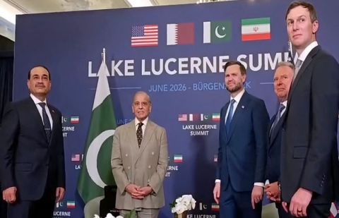 PM Shehbaz, US Vice President exchange greetings on sidelines of US-Iran talks in Switzerland