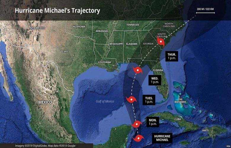 As of late Tuesday, Michael was a Category 3 storm located about 400 kilometers south of Panama City.