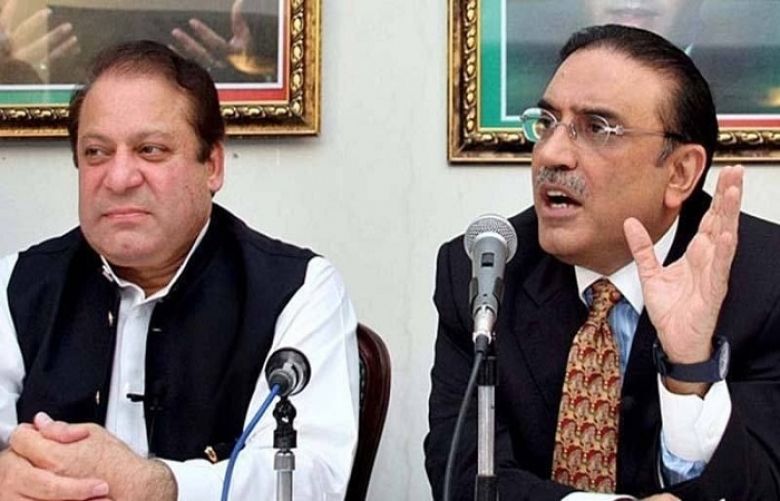 PPP President and co-chairman Asif Ali Zardari and PML-N supremo Nawaz Sharif 