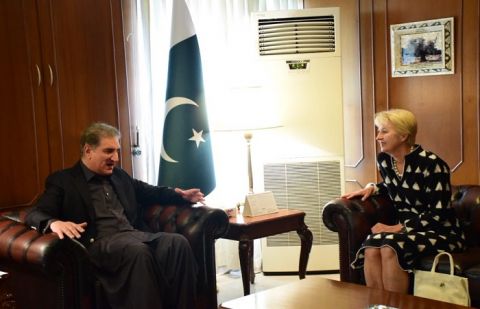 FM Qureshi received Austria's Ambassador Dr. Brigitta Blaha for a farewell call