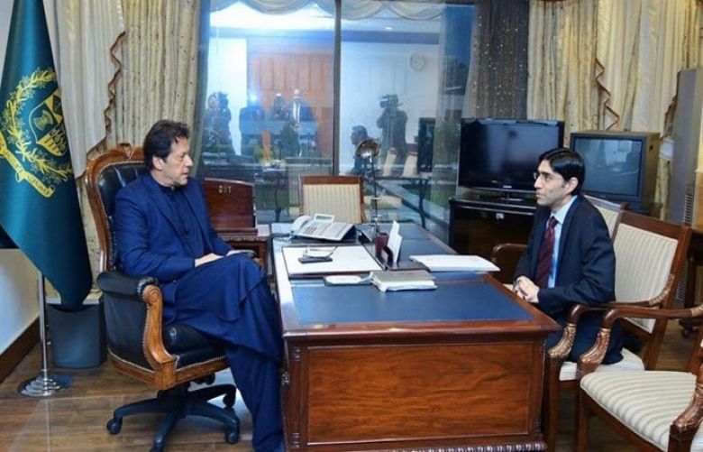 Prime minister&#039;s aide Dr Moeed Yusuf and Prime Minister Imran Khan