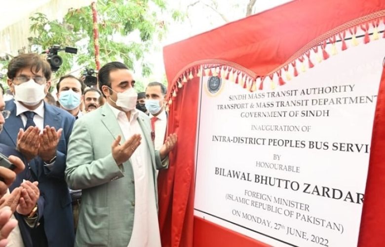 PPP Chairman Bilawal Bhutto-Zardari inaugurated the intra-district Peoples Bus Service project for Karachi