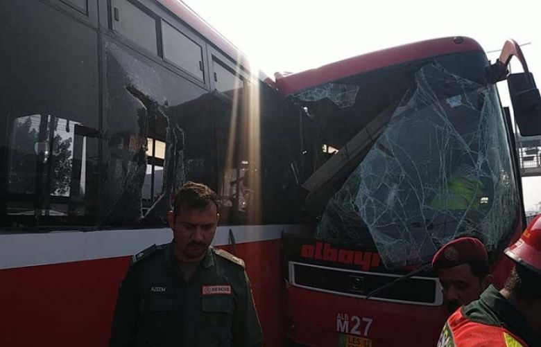 Metro bus collided with another on Lahore&#039;s Ferozepur Road