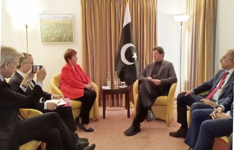 PM Imran meets IMF President Kristalina Georgieva in Davos