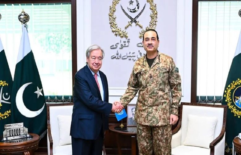 United Nations Secretary-General Antonio Guterres called on Chief of Defence Forces (CDF) and Chief of Army Staff (COAS) Field Marshal Syed Asim Munir at the General Headquarters (GHQ) in Rawalpindi