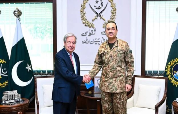 United Nations Secretary-General Antonio Guterres called on Chief of Defence Forces (CDF) and Chief of Army Staff (COAS) Field Marshal Syed Asim Munir at the General Headquarters (GHQ) in Rawalpindi