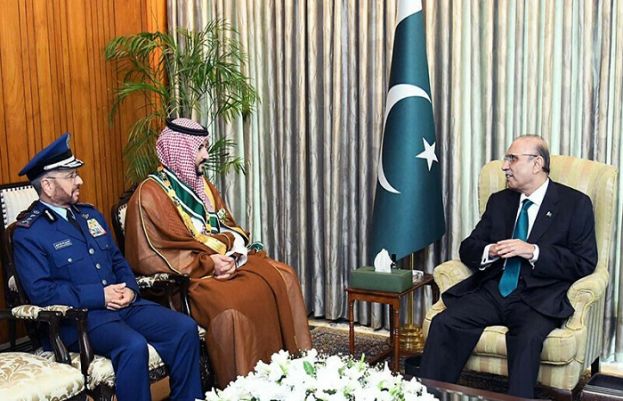 President Asif Ali Zardari and Saudi Arabia's Defence Minister Prince Khalid bin Salman Al Saud