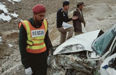 Six cops killed in road accident in Khuzdar