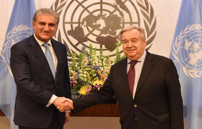 UN Secretary General António Guterres and Foreign Minister Shah Mahmood Qureshi