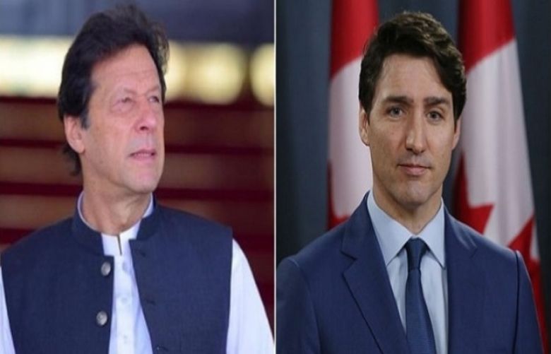 Prime Minister Imran Khan on Sunday telephoned his Canadian counterpart, Prime Minister Justin Trudeau