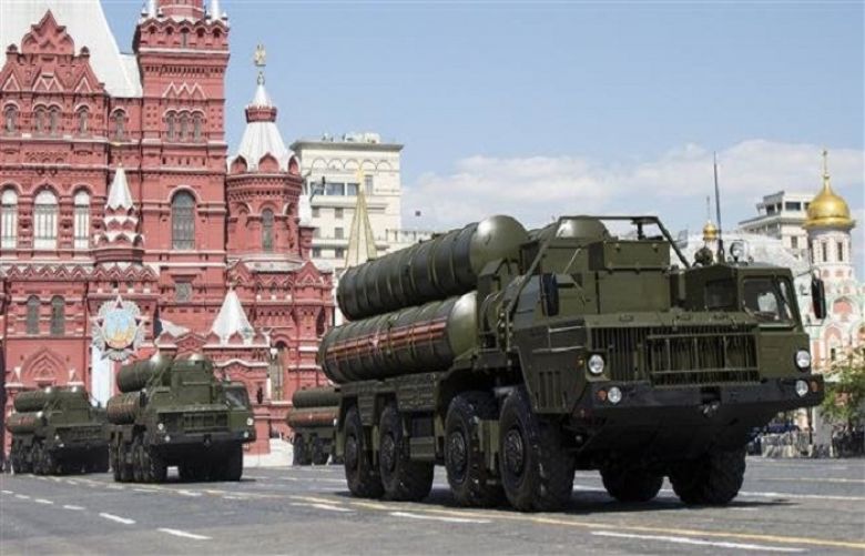 The photo taken on May 9, 2016 shows the S-300 missile defense systems in Red Square in Moscow, Russia. 