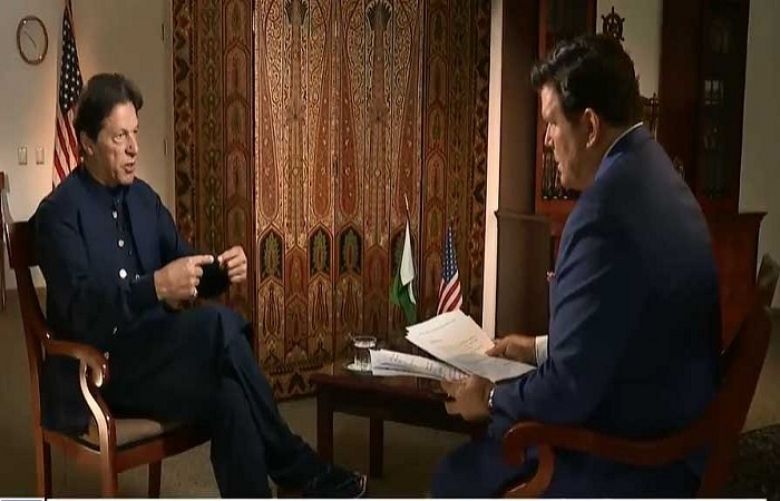 Prime Minister Imran Khan giving an interview to Fox News