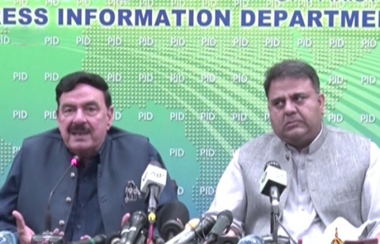 Federal Minister for Information and Broadcasting Fawad Chaudhry and Interior Minister Sheikh Rashid Ahmed