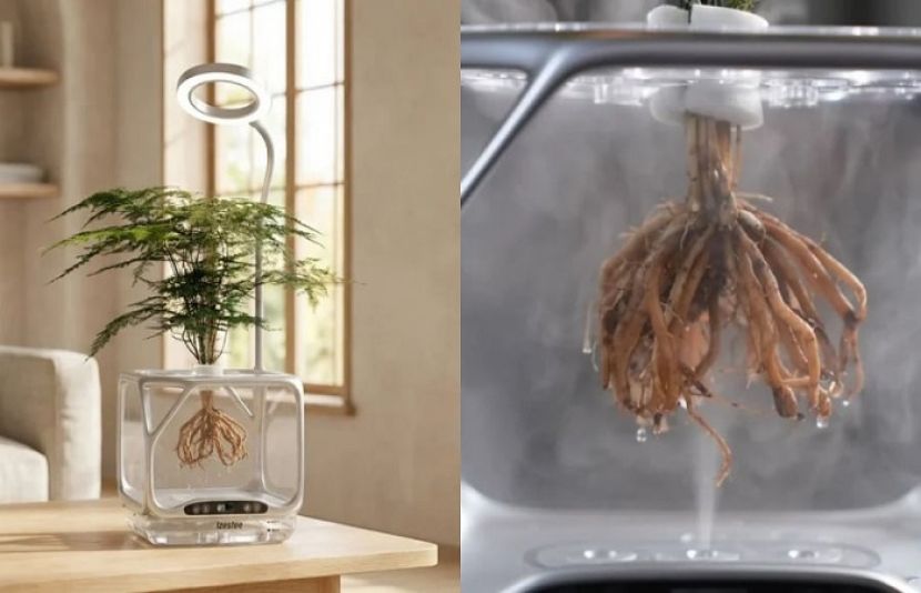 مٹی اور پانی کے بغیر پودے اگانے والے ایروپونک سسٹم