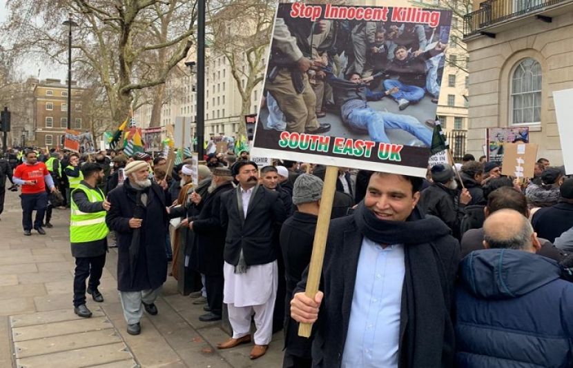 مقبوضہ کشمیر کے عوام کے ساتھ یکجہتی کے اظہار کے لئے لندن میں احتجاجی مارچ
