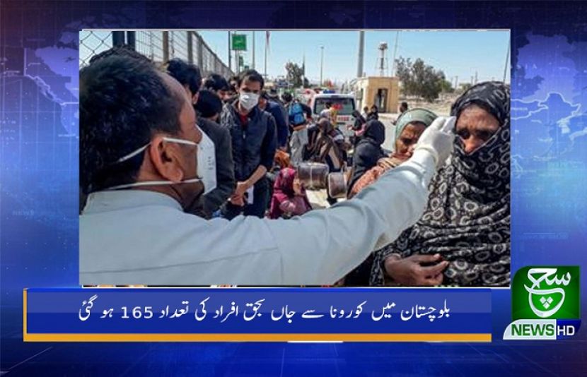 بلوچستان میں کورونا سے جاں بحق افراد کی تعداد 165 ہو گئی