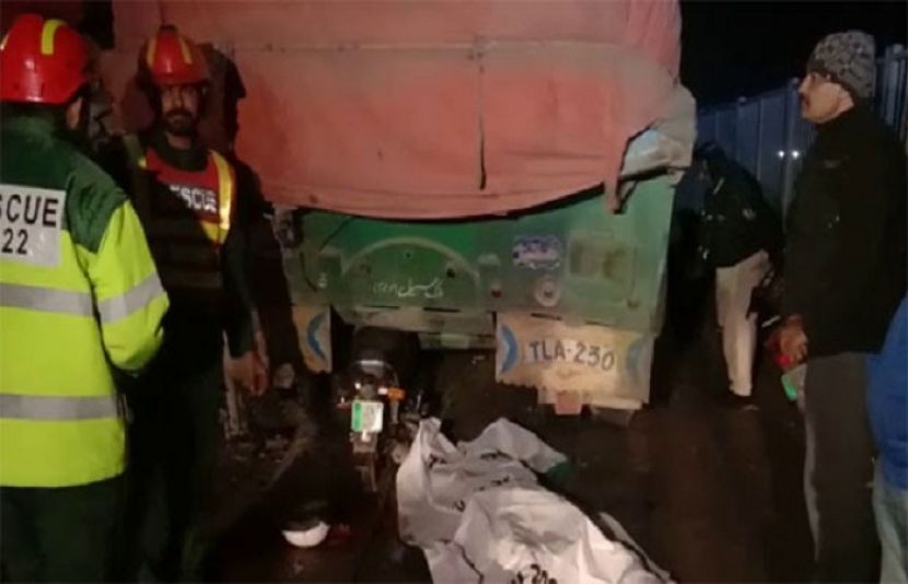لاہور ٹرک کی ٹکر سے موٹر سائیکل سوار جاں بحق