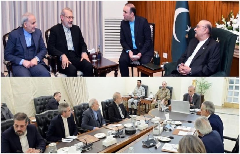 ایرانی سپریم نیشنل سکیورٹی کونسل کے سیکرٹری علی لاریجانی صدرمملکت آصف زرداری اور وزیراعظم شہباز شریف سے علیحدہ علیحدہ ملاقاتیں کر رہے ہیں