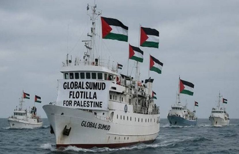 فلسطین پر قابض صیہونی فورسز کا غزہ کے لیے امداد لے جانے والے گلوبل صمود فلوٹیلا کو روکنے کا منصوبہ سامنے آ گیا ہے