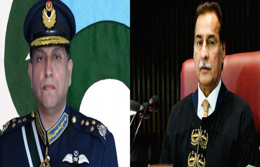 ایئر چیف مارشل ظہیر احمد بابر سدھو اور قومی اسمبلی اسپیکر ایاز صادق