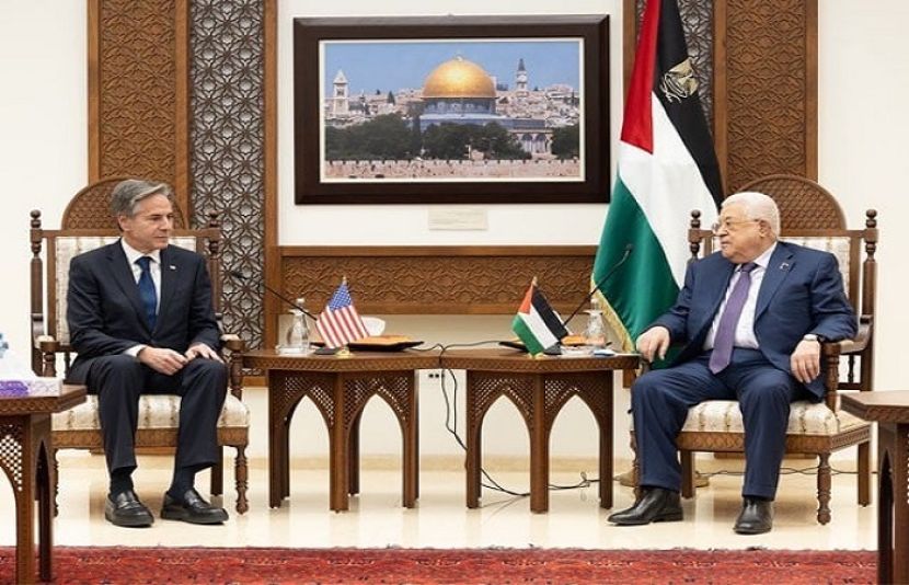 امریکی وزیر خارجہ انٹونی بلنکن اور فلسطین اتھارٹی کے صدر محمود عباس 