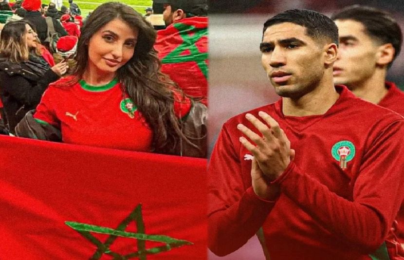 مراکشی نژاد ڈانسر و اداکارہ نورا فتحی اور مراکشی فٹبال ٹیم کے کپتان اشرف حکیمی