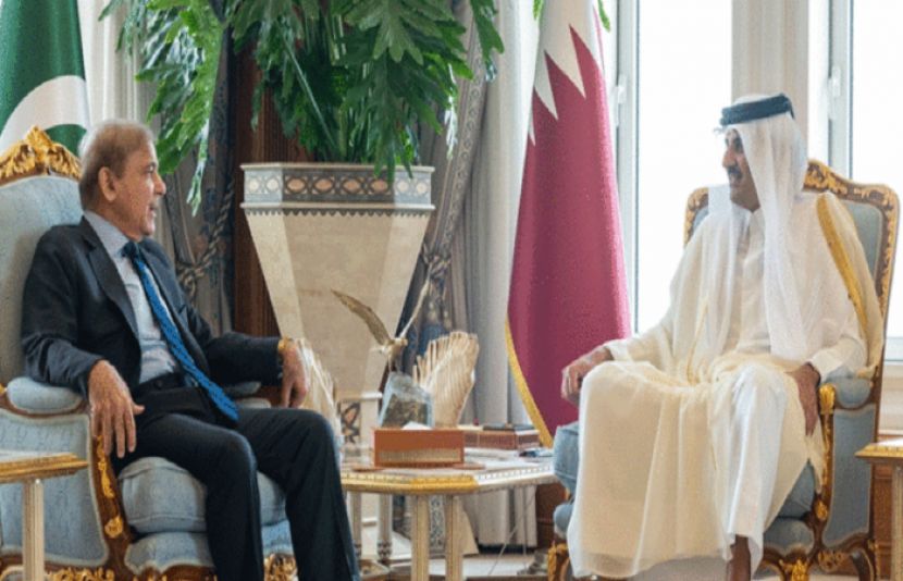 وزیراعظم شہباز شریف کی امیر قطر شیخ تمیم بن حمد الثانی سے ملاقات