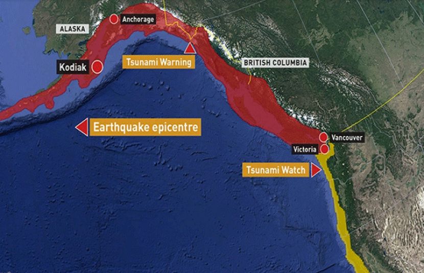 امریکا میں 7.9 شدت کا زلزلہ، سونامی وارننگ جاری کر دی گئی