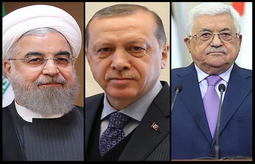 فلسطین کے صدر محمود عباس، ترکی کے صدر طیب اردگان اور ایران کے صدر حسن روحانی