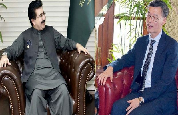 چیئرمین سینیٹ صادق سنجرانی چین کے سفیر یو جینگ 