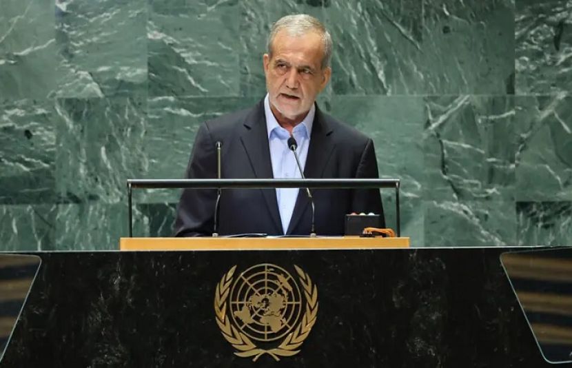 ایرانی صدر مسعود پزشکیان اقوام متحدہ کی جنرل اسمبلی کے اجلاس سے خطاب کر رہے ہیں