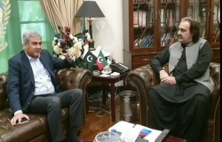 وزیراعلیٰ خیبر پختونخوا سے وزیر داخلہ محسن نقوی کی ملاقات، امن و امان کی صورتحال پر گفتگو